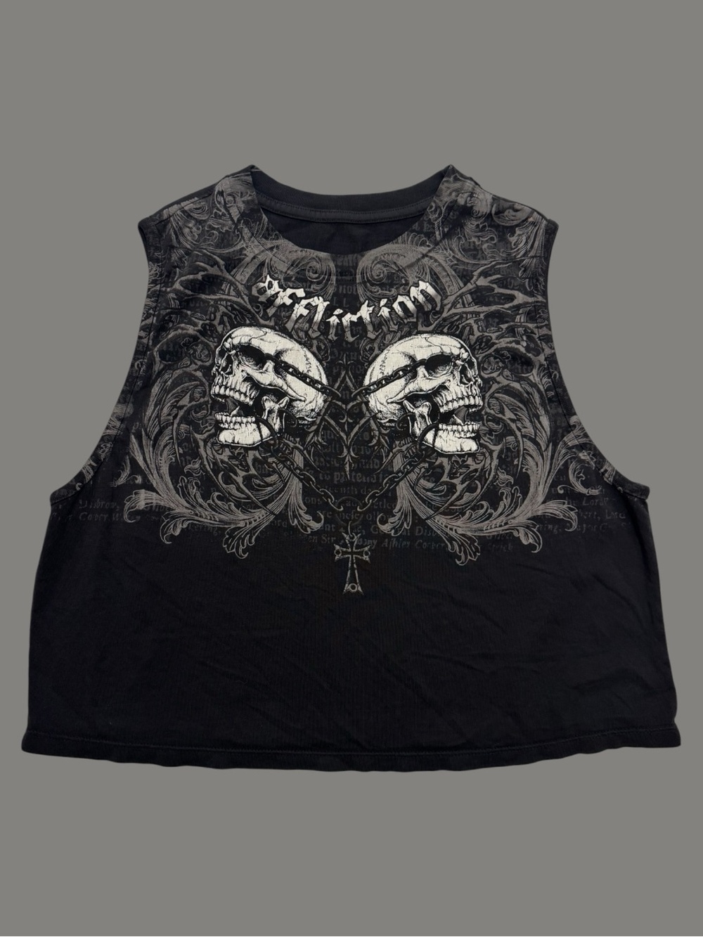 Affliction Double Skull Black Graphic Tank